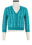 Charlotte Cardigan V Neck 3/4 Sleeve_70% Silk 30% Cashmere (Knot Shibori)