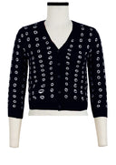 Charlotte Cardigan V Neck 3/4 Sleeve_70% Silk 30% Cashmere (Knot Shibori)