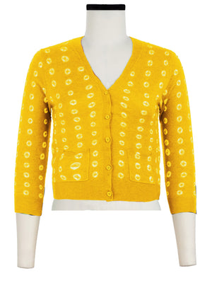 Charlotte Cardigan V Neck 3/4 Sleeve_70% Silk 30% Cashmere (Knot Shibori)