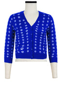 Charlotte Cardigan V Neck 3/4 Sleeve_70% Silk 30% Cashmere (Knot Shibori)