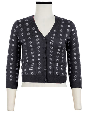 Charlotte Cardigan V Neck 3/4 Sleeve_70% Silk 30% Cashmere (Knot Shibori)