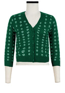 Charlotte Cardigan V Neck 3/4 Sleeve_70% Silk 30% Cashmere (Knot Shibori)