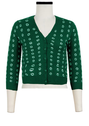 Charlotte Cardigan V Neck 3/4 Sleeve_70% Silk 30% Cashmere (Knot Shibori)