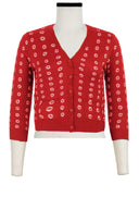 Charlotte Cardigan V Neck 3/4 Sleeve_70% Silk 30% Cashmere (Knot Shibori)