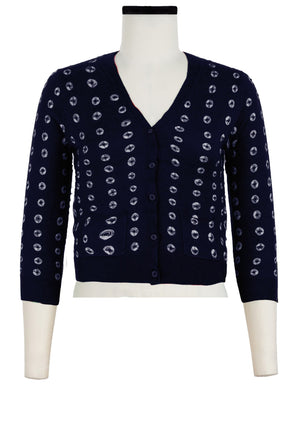 Charlotte Cardigan V Neck 3/4 Sleeve_70% Silk 30% Cashmere (Knot Shibori)