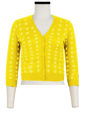 Charlotte Cardigan V Neck 3/4 Sleeve_70% Silk 30% Cashmere (Knot Shibori)