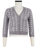 Charlotte Cardigan V Neck 3/4 Sleeve_70% Silk 30% Cashmere (Knot Shibori)