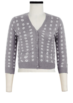 Charlotte Cardigan V Neck 3/4 Sleeve_70% Silk 30% Cashmere (Knot Shibori)