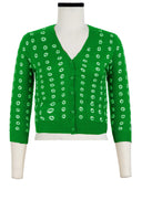 Charlotte Cardigan V Neck 3/4 Sleeve_70% Silk 30% Cashmere (Knot Shibori)