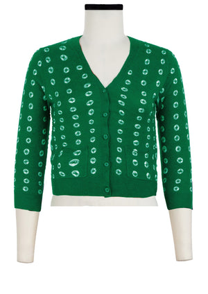 Charlotte Cardigan V Neck 3/4 Sleeve_70% Silk 30% Cashmere (Knot Shibori)
