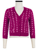 Charlotte Cardigan V Neck 3/4 Sleeve_70% Silk 30% Cashmere (Knot Shibori)