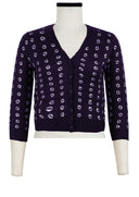Charlotte Cardigan V Neck 3/4 Sleeve_70% Silk 30% Cashmere (Knot Shibori)