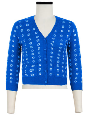 Charlotte Cardigan V Neck 3/4 Sleeve_70% Silk 30% Cashmere (Knot Shibori)
