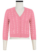 Charlotte Cardigan V Neck 3/4 Sleeve_70% Silk 30% Cashmere (Knot Shibori)