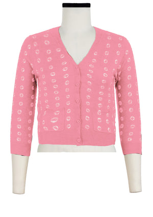 Charlotte Cardigan V Neck 3/4 Sleeve_70% Silk 30% Cashmere (Knot Shibori)
