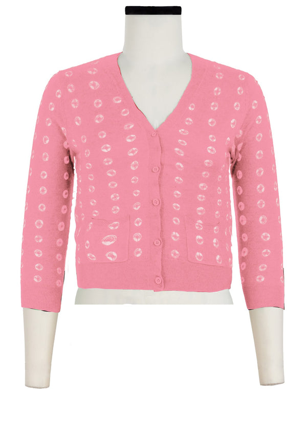 Charlotte Cardigan V Neck 3/4 Sleeve_70% Silk 30% Cashmere (Knot Shibori)