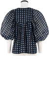 Anastasia Blouse #1 Crew Neck Slit 3/4 Puff Sleeve Cotton Musola (Kuba Triangle)