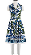 Audrey Dress #1 Shirt Collar Sleeveless Cotton Stretch (Lanai Hibiscus Border)