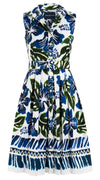 Audrey Dress #1 Shirt Collar Sleeveless Cotton Stretch (Lanai Hibiscus Border)