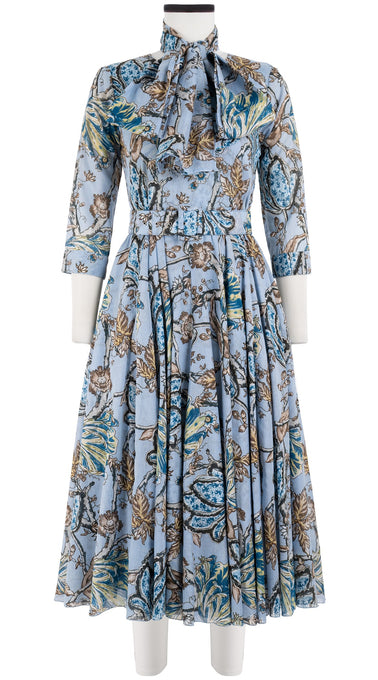 Aster Dress Crew Neck 3/4 Sleeve Midi Length Cotton Musola (Lillie Toile)