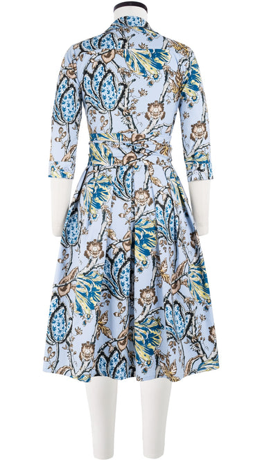 Audrey Dress #1 Shirt Collar 3/4 Sleeve Cotton Stretch (Lillie Toile)