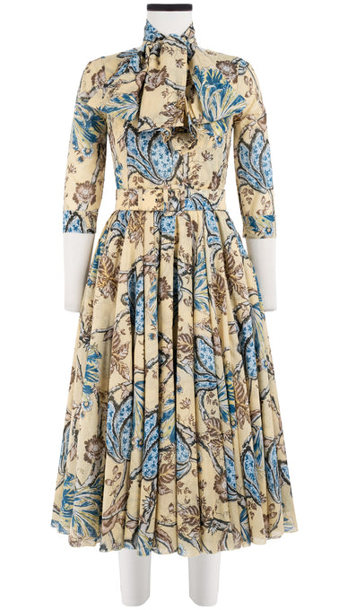 Aster Dress Crew Neck 3/4 Sleeve Midi Length Cotton Musola (Lillie Toile)