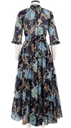 Eden Dress Crew Neck 3/4 Sleeve with Hamilton Belt Maxi Length Cotton Musola (Lillie Toile)
