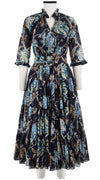 Eden Dress Crew Neck 3/4 Sleeve with Hamilton Belt Midi Plus Length Cotton Musola (Lillie Toile)