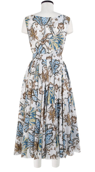 Aster Dress Boat Neck Mini Cap Sleeve Midi Length Cotton Musola (Lillie Toile)