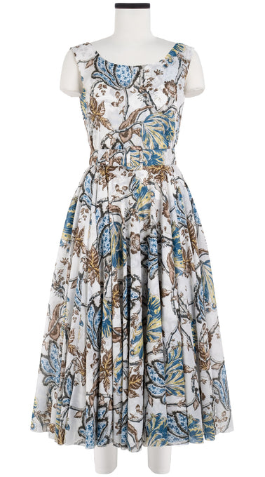 Aster Dress Boat Neck Mini Cap Sleeve Midi Length Cotton Musola (Lillie Toile)