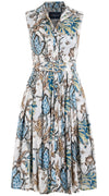 Audrey Dress #4 Shirt Collar Sleeveless Long Length Cotton Musola (Lillie Toile)