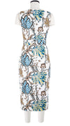 Celine Dress High Boat Neck Sleeveless with Hamilton Belt Long Length Cotton Dobby Stretch (Lillie Toile)