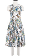 Florance Dress #2 Crew Neck Sleeveless Long Length Cotton Stretch (Lillie Toile)