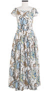 Michel Dress Boat Neck Cap Sleeve with Hamilton Belt Maxi Length Linen (Lillie Toile)