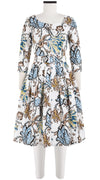 Rachel Dress Boat Neck 3/4 Sleeve Cotton Stretch (Lillie Toile)
