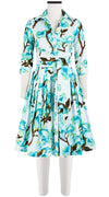 Audrey Dress #2 Shirt Collar 3/4 Sleeve Cotton Stretch (Magnolia Blossom)
