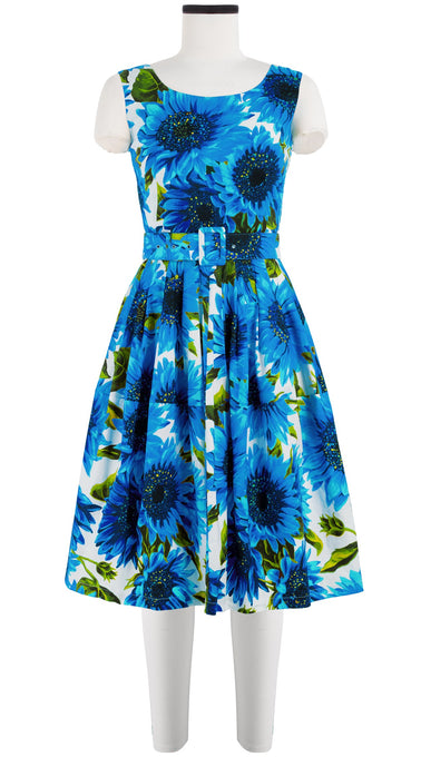Rachel Dress Boat Neck Sleeveless Cotton Stretch (May Sunflower)