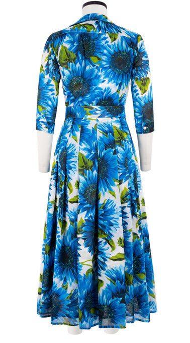 Zeller Dress Shirt Collar 3/4 Sleeve Midi Plus Length Cotton Musola (May Sunflower)
