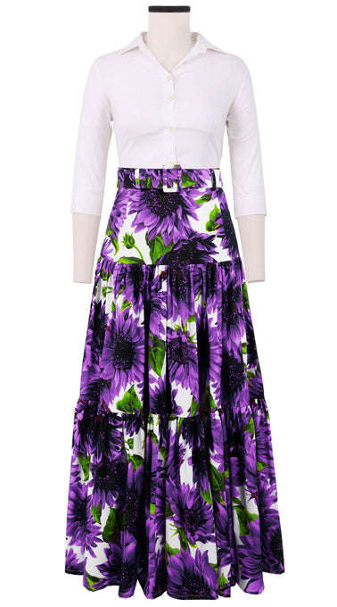 Emma Skirt Maxi Length Cotton Stretch (May Sunflower)