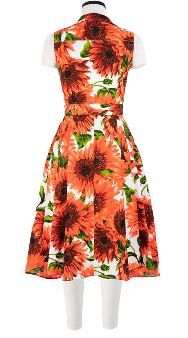 Clara Dress Shirt Collar Sleeveless Long Length Cotton Stretch (May Sunflower)