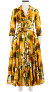 Aster Dress Shirt Collar 3/4 Sleeve Midi Length Cotton Musola (May Sunflower)