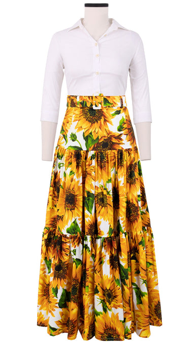 Emma Skirt Maxi Length Cotton Stretch (May Sunflower)