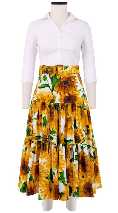 Emma Skirt Midi Length Cotton Stretch (May Sunflower)