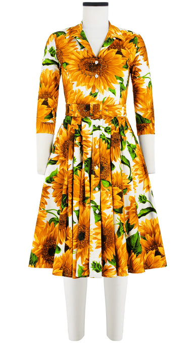 Laurent Dress Shirt Collar 3/4 Sleeve Long Length Cotton Stretch (May Sunflower)
