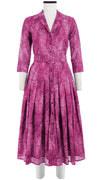 Audrey Dress #4 Shirt Collar 3/4 Sleeve Midi Length Cotton Musola (Mesh Shibori)