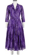 Audrey Dress #4 Shirt Collar 3/4 Sleeve Midi Length Cotton Musola (Mesh Shibori)