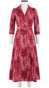 Patricia Dress Shirt Collar 3/4 Sleeve Midi Length Cotton Stretch (Mesh Shibori)
