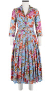 Audrey Dress #4 Shirt Collar 3/4 Sleeve Midi Length Cotton Musola (Millie Fruit Toile)