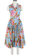 Clara Dress Shirt Collar Sleeveless Long Length Cotton Stretch (Millie Fruit Toile)