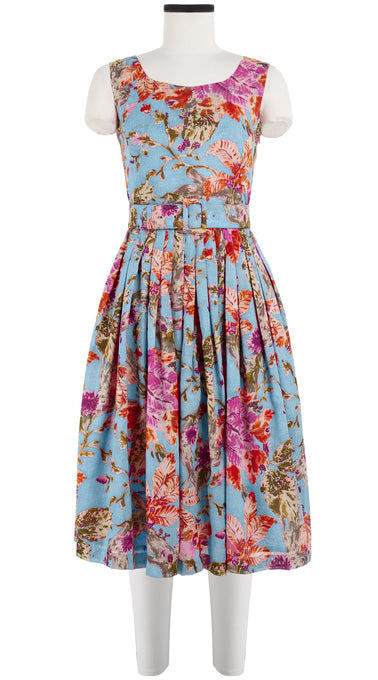 Florance Dress #2 Boat Neck Mini Cap Sleeve Long Length Cotton Musola (Millie Fruit Toile)